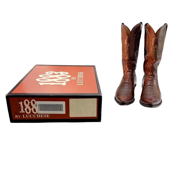 VTG Lucchese 1883 Crayton Cowboy Boots Mens 10 D Brwn Mad Dog Goat Leather N1547 main image 5